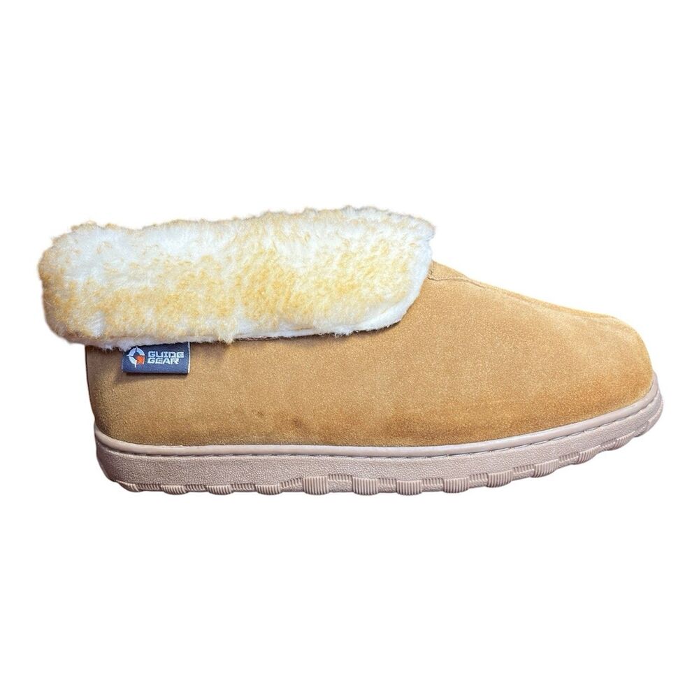 Guide Gear Men's Roll Suede Bootie Slippers Sz 10 Wool blend lining Warm Cozy
